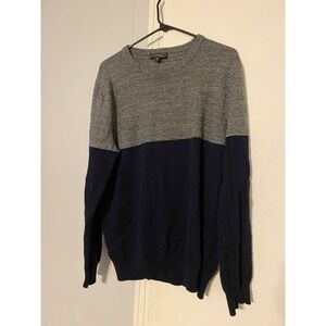 Express Men's Navy Gray Sweater, 100% Cotton, Warm, Size large